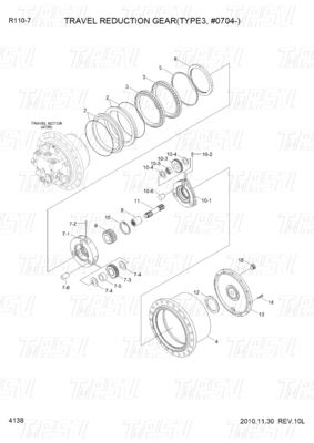 Anpassbarer Exkavator-Reisetrieb XKAY-01867 R110-7 mit Planetenreduktor und Schrauben