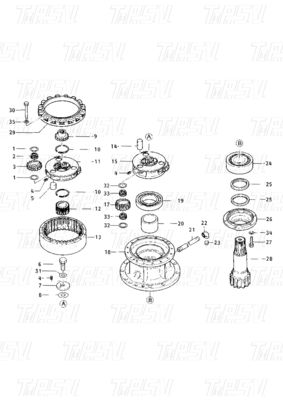 099-3553 E200B Bagger Schwingantrieb Katalog Teile für Schwingmotor Hydraulisches Fahrsystem