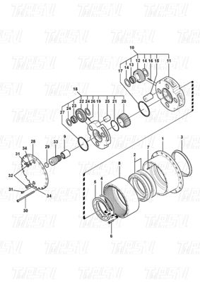 VOE14528733 Besonderfarbiger Stahlbagger Planetärer Endantrieb Reduktor Katalog mit Bolt bei der Installation EC210B