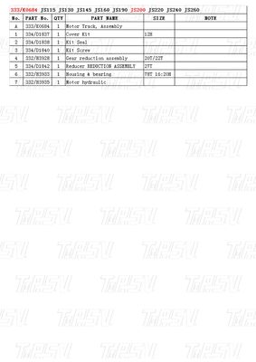 333/K0684 Reisegetriebe für Stahlbagger mit hydraulischem Reisemotorantrieb JS200 Katalog