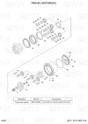 R80-7 Schwarzer Bagger Endantrieb Montage Katalog Reiseantrieb Reduktionsteile