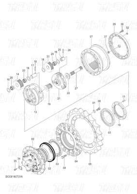 OEM-Bauteile für Baggerplanetenreduktor Antrieb Katalogsysteme für Maschinen / Energie / Bergbauindustrie 9180731 ZX120