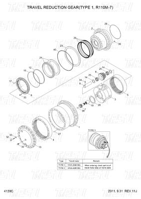 Schraube auf XKAH-00901 R110M-7 Baggerfahrantrieb Katalogmotor für schnelle und bequeme Installation