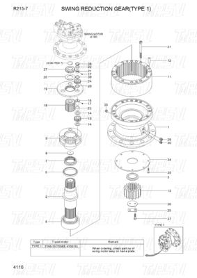 31N6-10181 R215-7 Schwingantriebe für Bagger Katalog für Energie- und Bergbaumaschinen