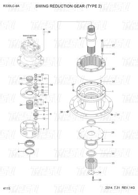 31Q9-19140 R330-9 Bagger Schwingantrieb Katalog Getriebe für Hydraulikmotoren