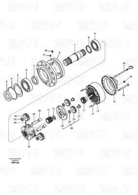 Holzbox Verpackung VOE14619955 VOE14630401 EC360B Bagger Schwingantrieb Katalog mit schwarzer Farbe