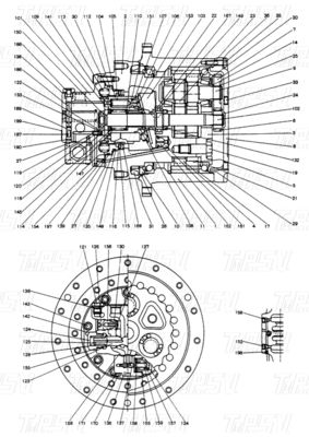 Bolt-on 2441U829F1 SK120-3 Baggerfahrantrieb Katalogmotor Kompatibel mit verschiedenen Baggermarken und -modellen