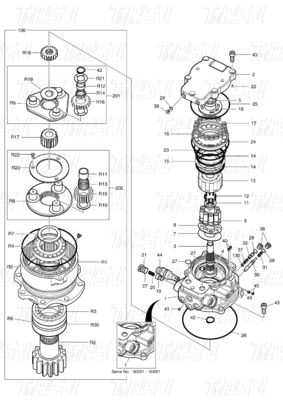 130426-00031 DX60R Bagger Schwingantrieb Katalog Schwarz Fabrikfarbe Hydraulischer Schwingantrieb