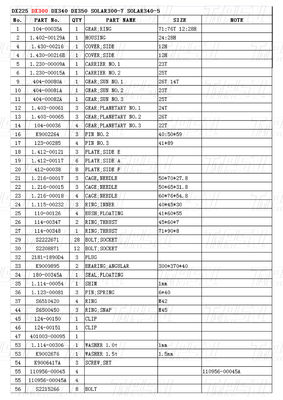 K1003134 DX300 Baggerfahrantrieb Katalog Schraube auf Stahlbaugruppen mit Planetenreduktoren
