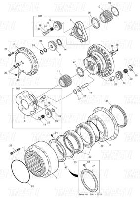K1003134 DX300 Baggerfahrantrieb Katalog Schraube auf Stahlbaugruppen mit Planetenreduktoren