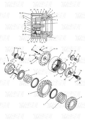 Wirtschaftlicher Stahl 114-1484 E320B Bagger Reisetrieb Katalog Motorantrieb für Energie/Bergbau